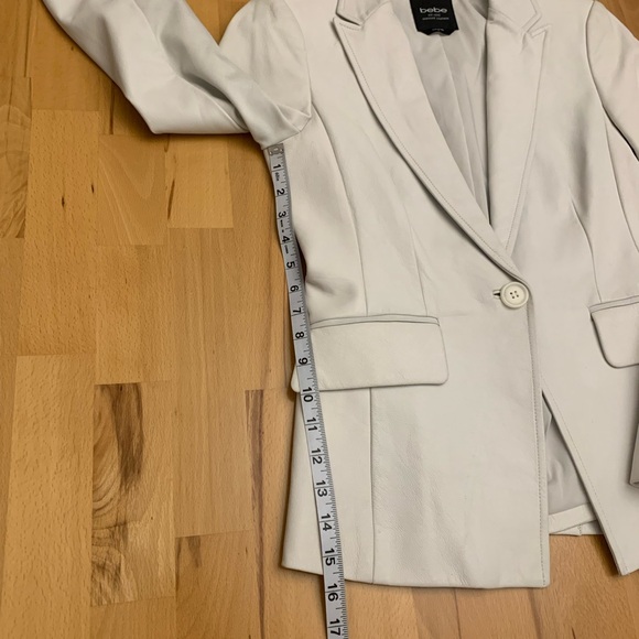 bebe white ivory genuine leather one button blazer/jacket size S - Picture 10 of 16